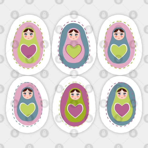 Russian dolls matryoshka (8) Sticker by EkaterinaP